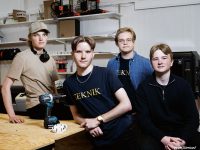 Från vänster: Albin Wahlund 18 år, Teknikprogrammet inriktning design och produktutveckling, David Thorén 18 år, Teknikprogrammet inriktning IT, William Parhammar 19 år, Teknikprogrammet inriktning IT, Victor Nordström, Teknikprogrammet inriktning design och produktutveckling.