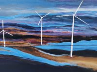 Detta vackra elskåp i närheten av kyrkankansli har Bo Lindgren målat.